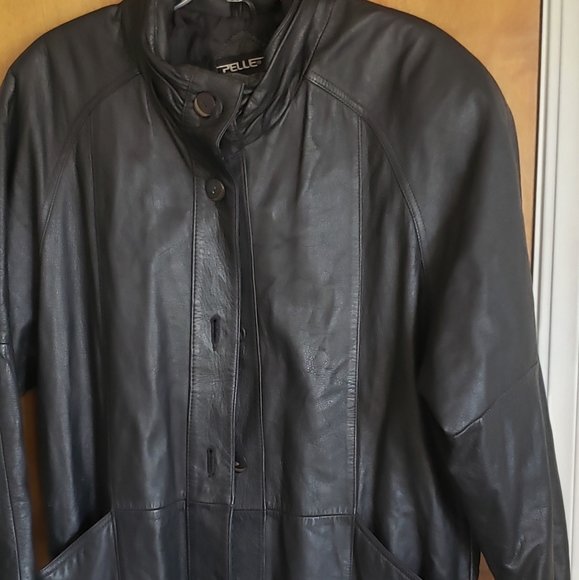 Vintage Pelle long leather oversized trench coat EUC - Picture 2 of 5